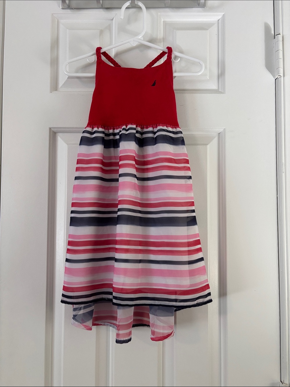Nautica Red Bodice Pink Navy White Striped Girls Sundress